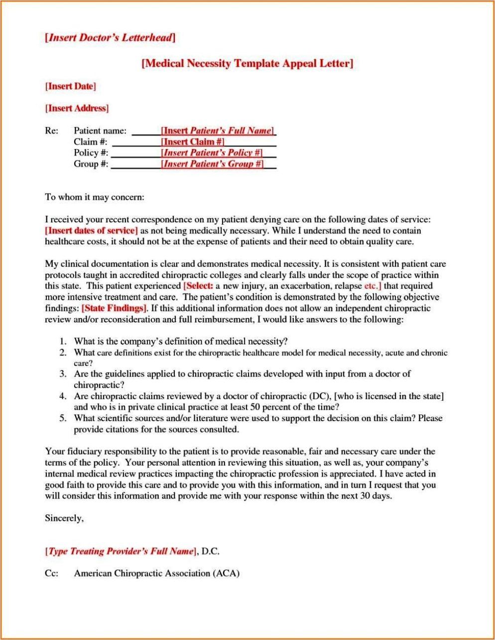 medical appeal letter template sample