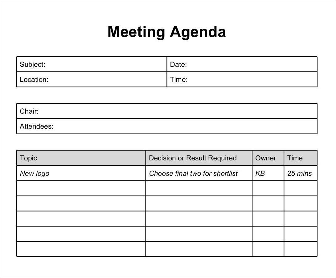 meeting agenda notes template sample