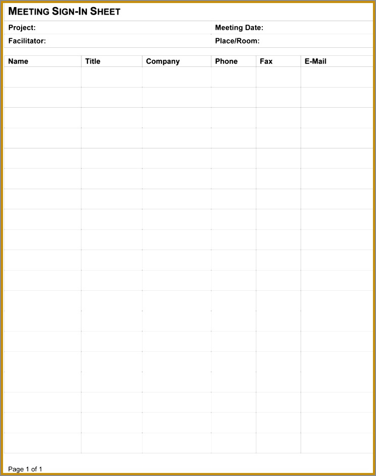 meeting sign in sheet template sample