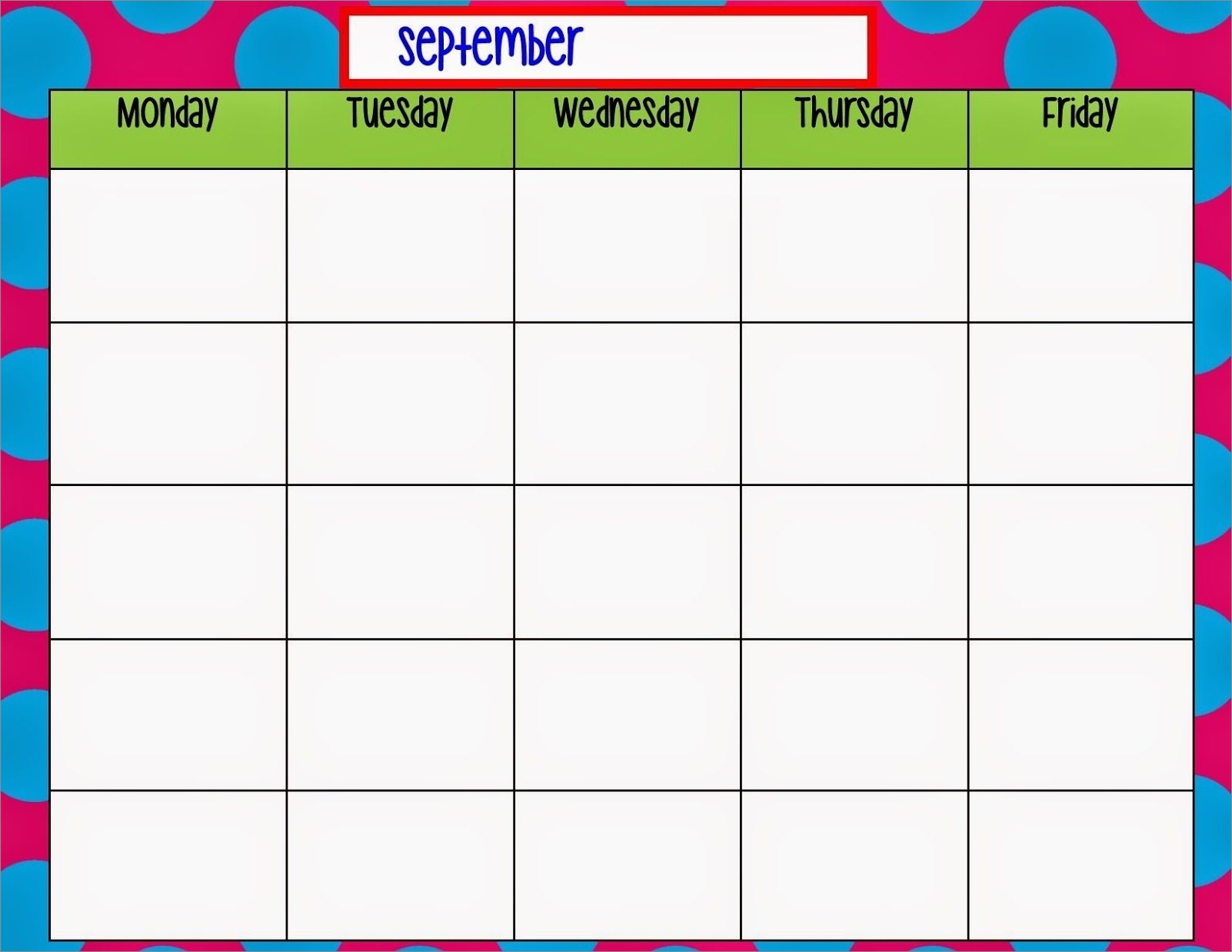 monday-to-friday schedule template example