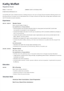 Printable New Grad Nursing Resume Template