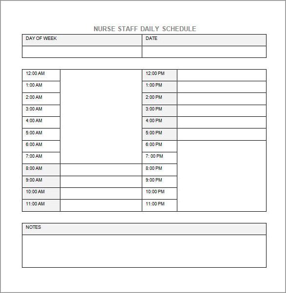 nurse schedule template