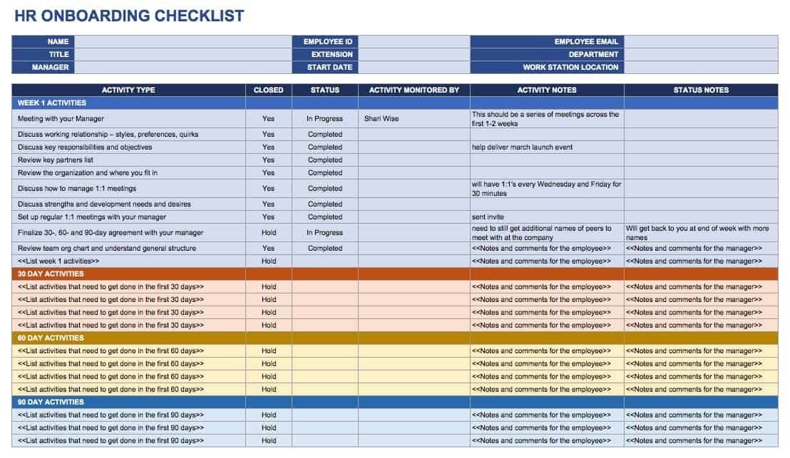 Free Onboarding Checklists And Templates | Smartsheet throughout Onboarding Schedule Template Graphics