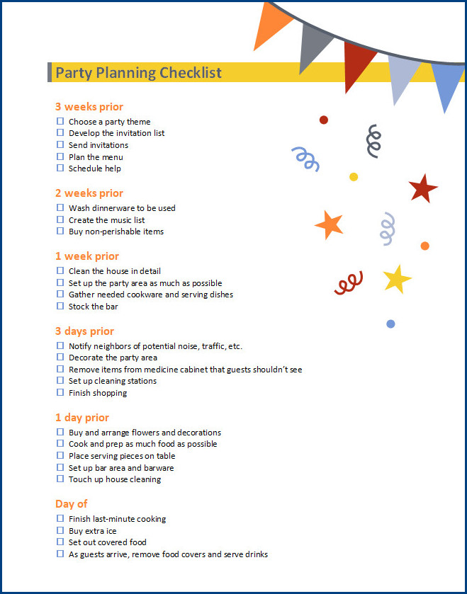 Individual completing a blank party planning to do list template