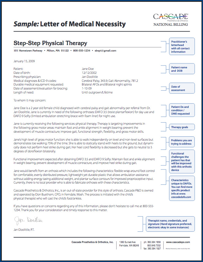 physical therapy letter of medical necessity example