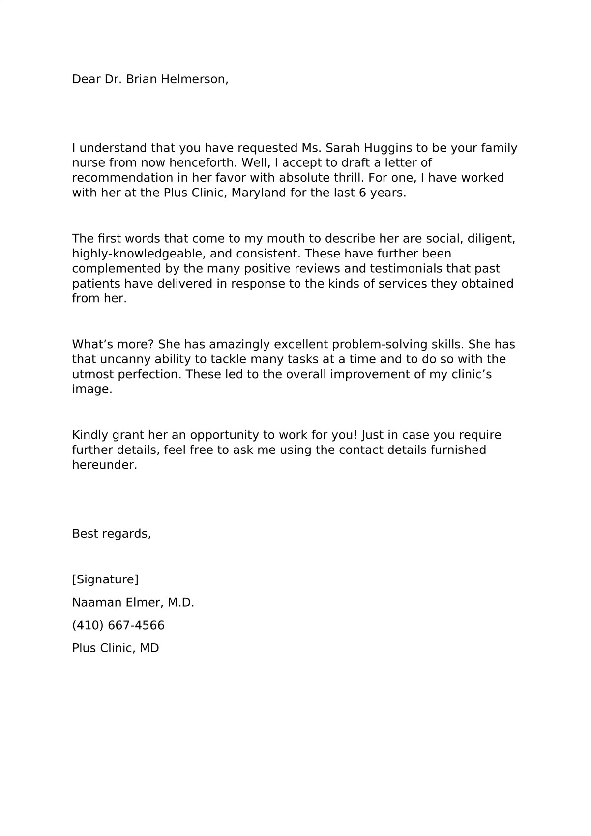 physician assistant recommendation letter template