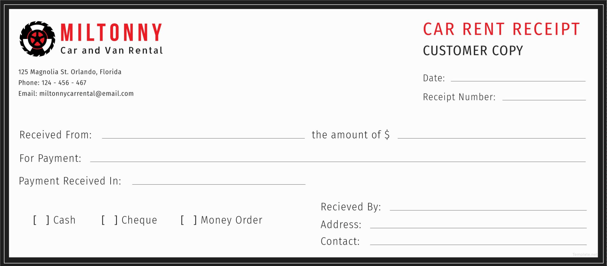printable car rental receipt template example printable car rental receipt template example