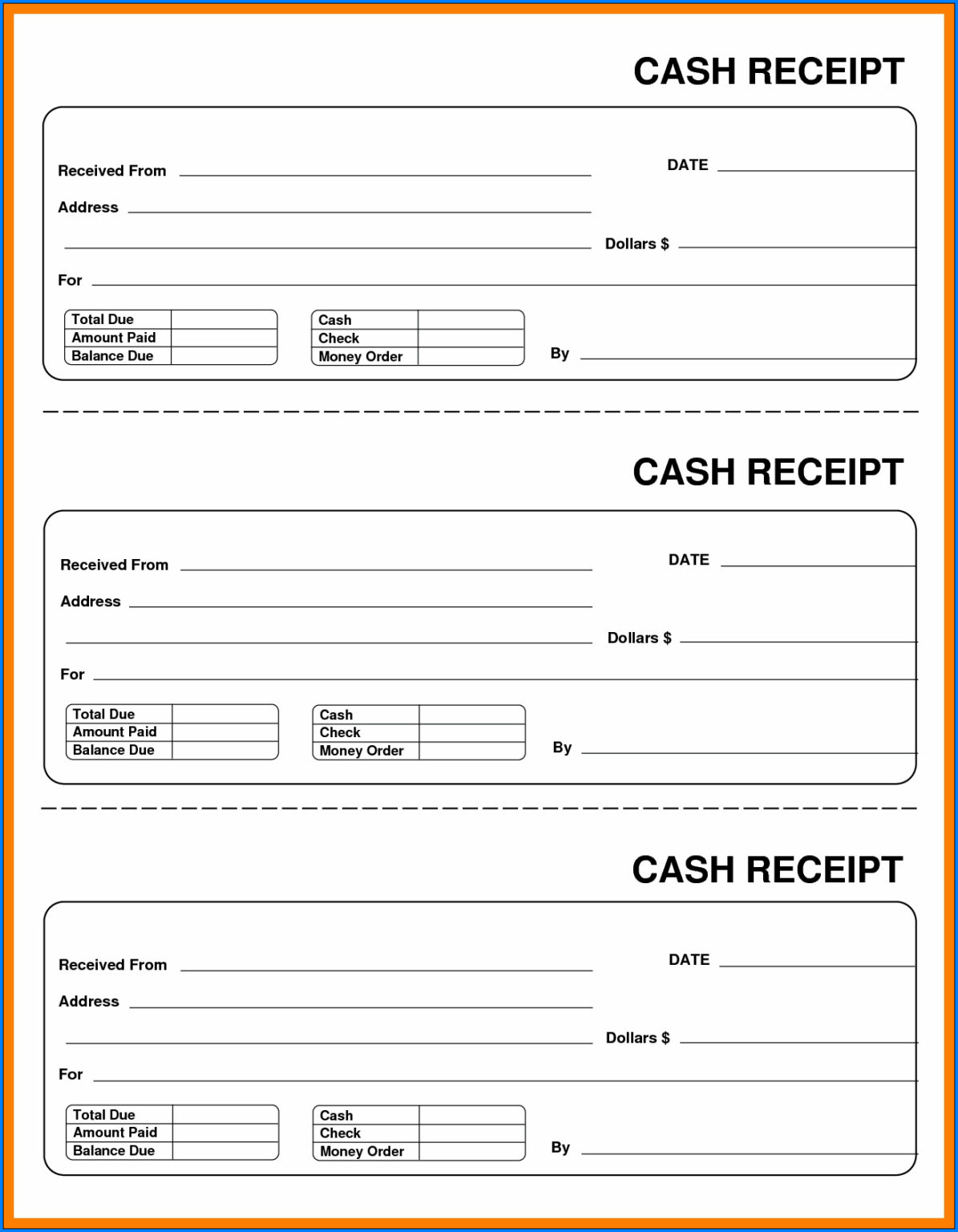 Printable Cash Receipt Template