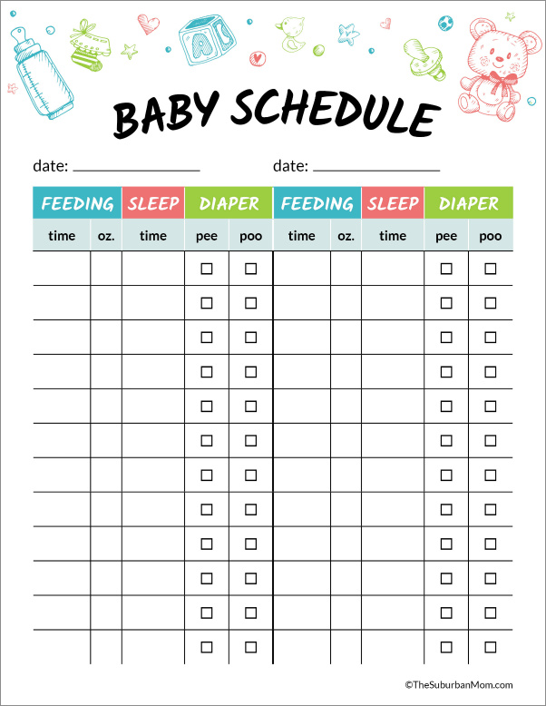 printable infant schedule template