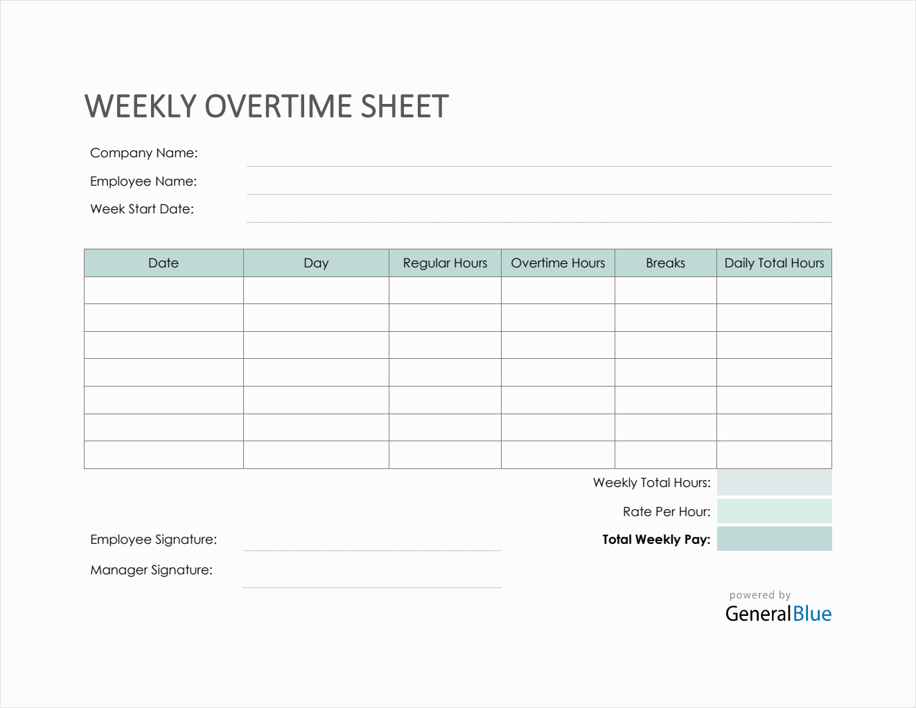 printable timesheet template with overtime