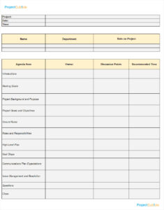 Printable Project Kickoff Meeting Agenda Template