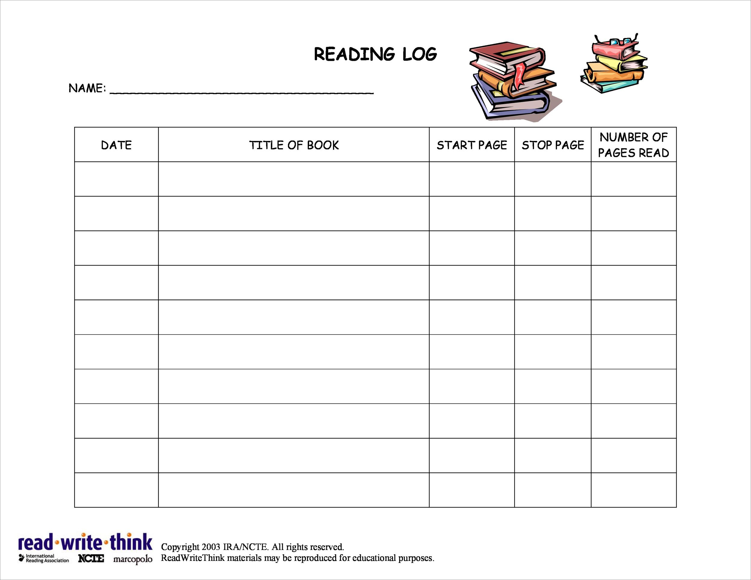 reading schedule template sample