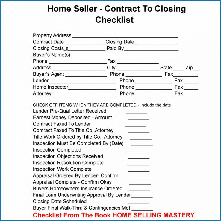 real estate closing checklist template example