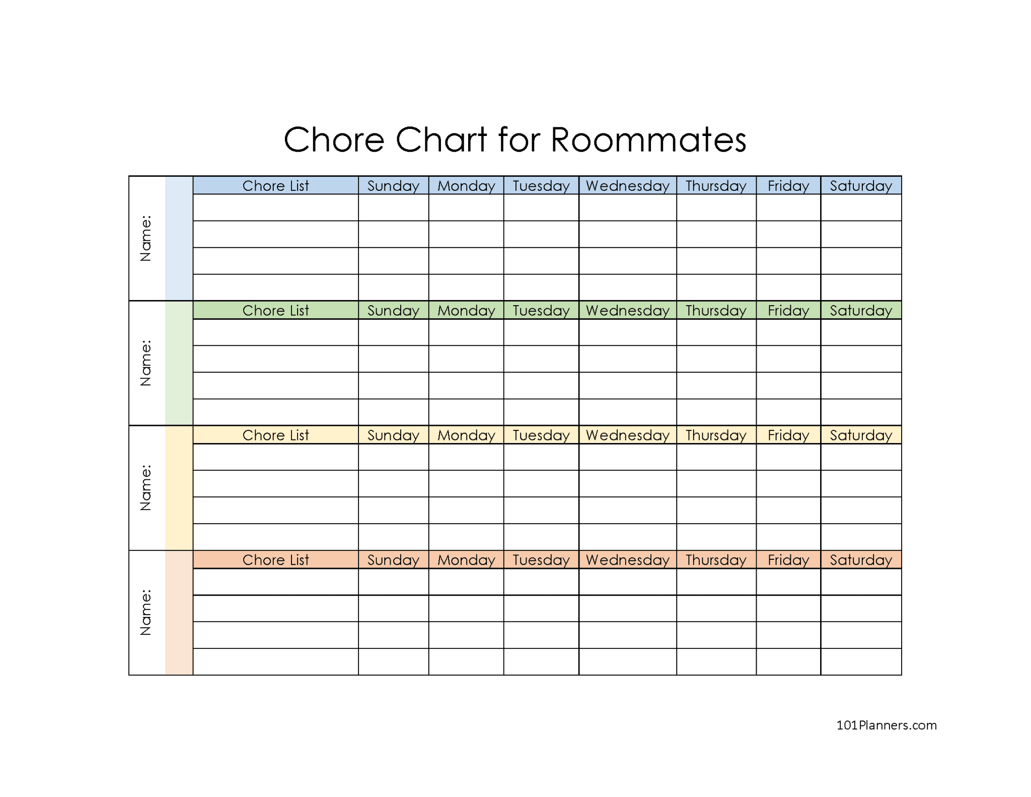 roommate cleaning schedule template example