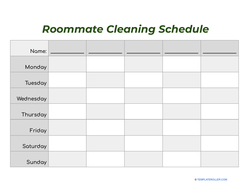 roommate cleaning schedule template sample