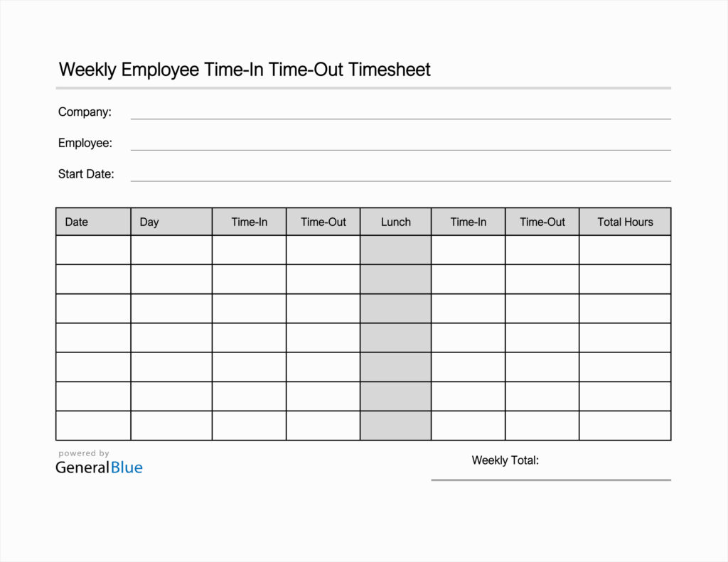 Free Printable Salaried Employee Timesheet Template