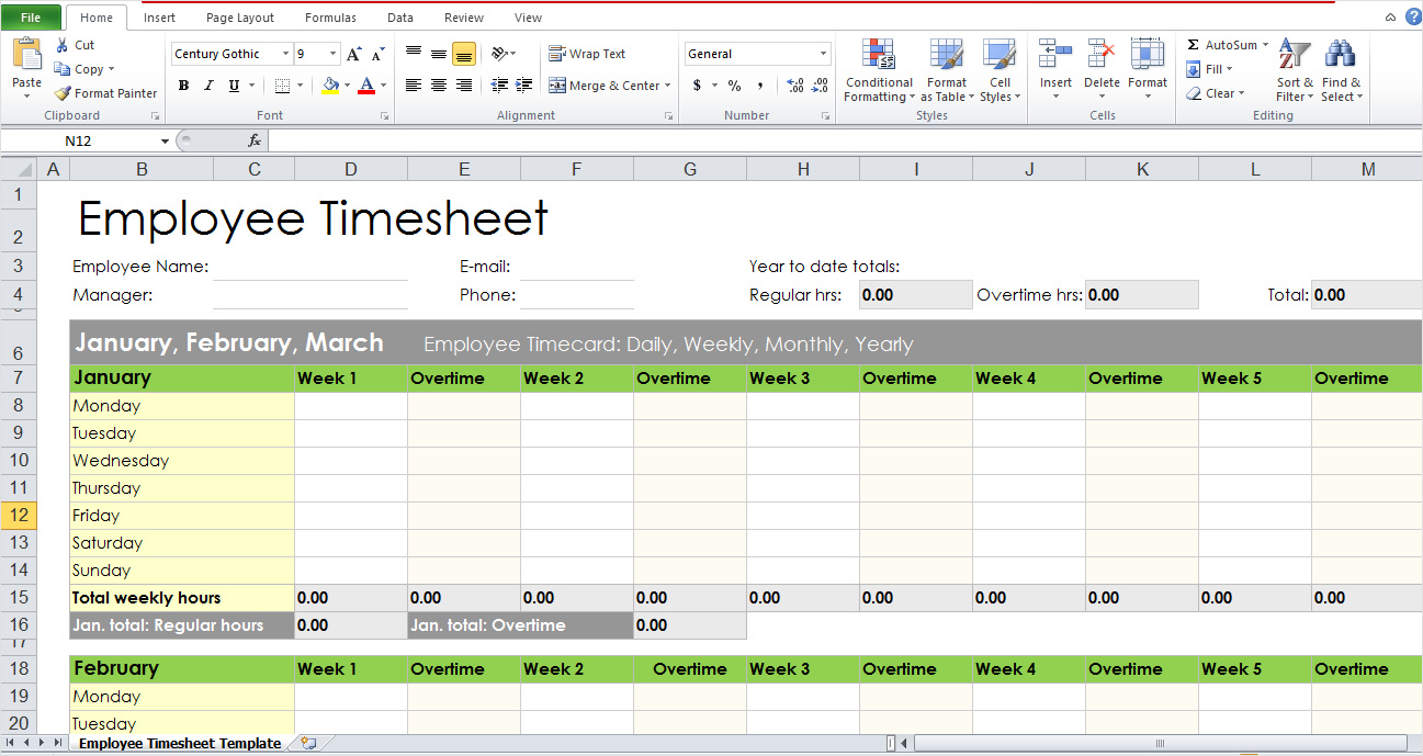 salaried employee timesheet template example