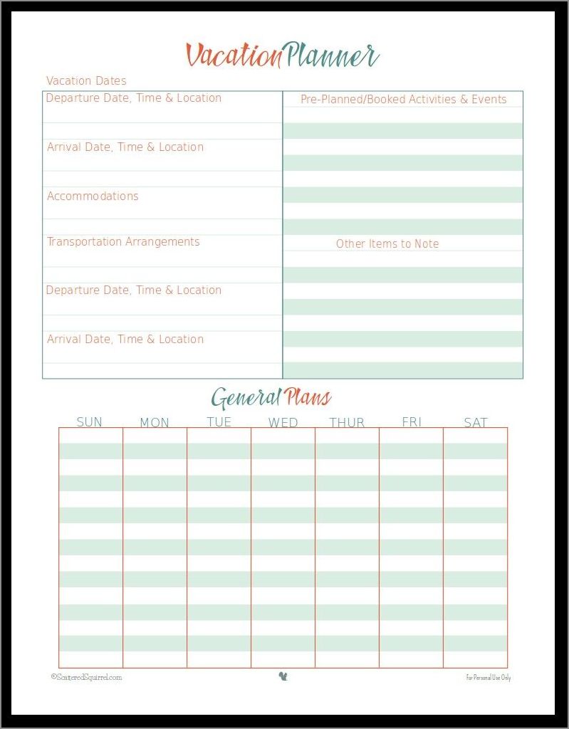 sample of 10 day vacation itinerary template