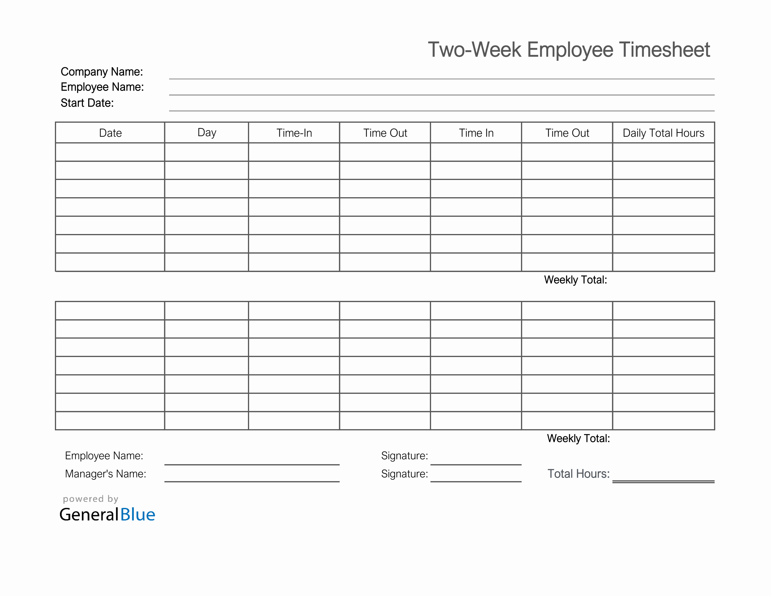 sample of 2 week timesheet template