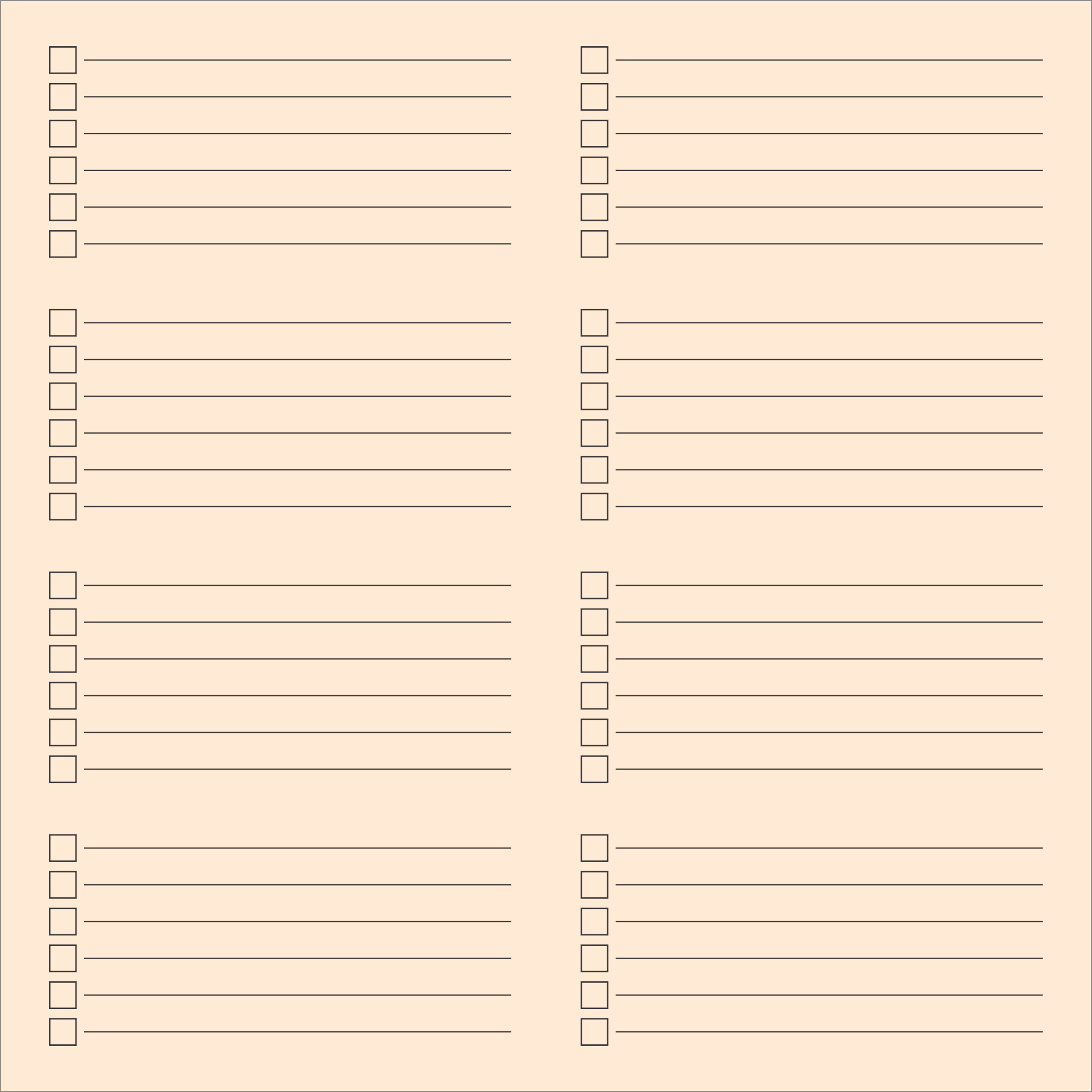 sample of blank checklist template