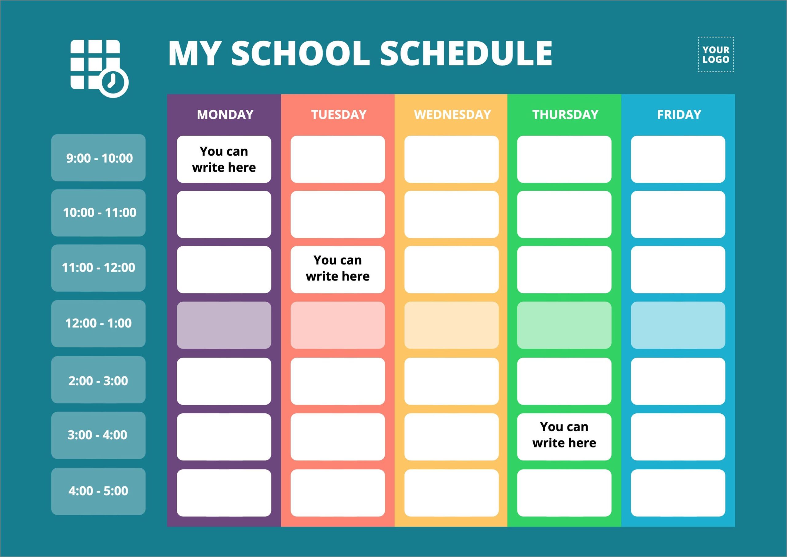 sample of classroom schedule template