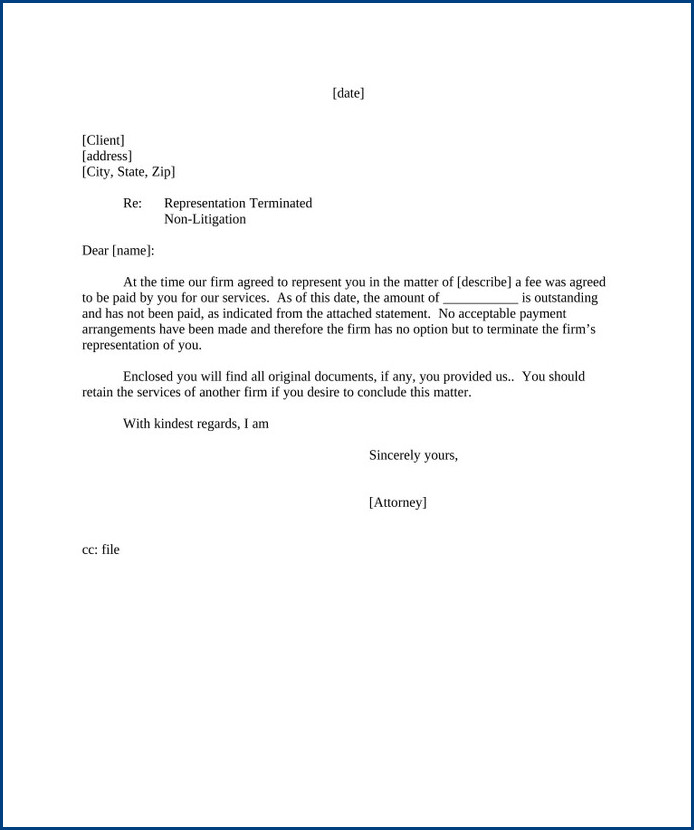 sample of client termination letter template