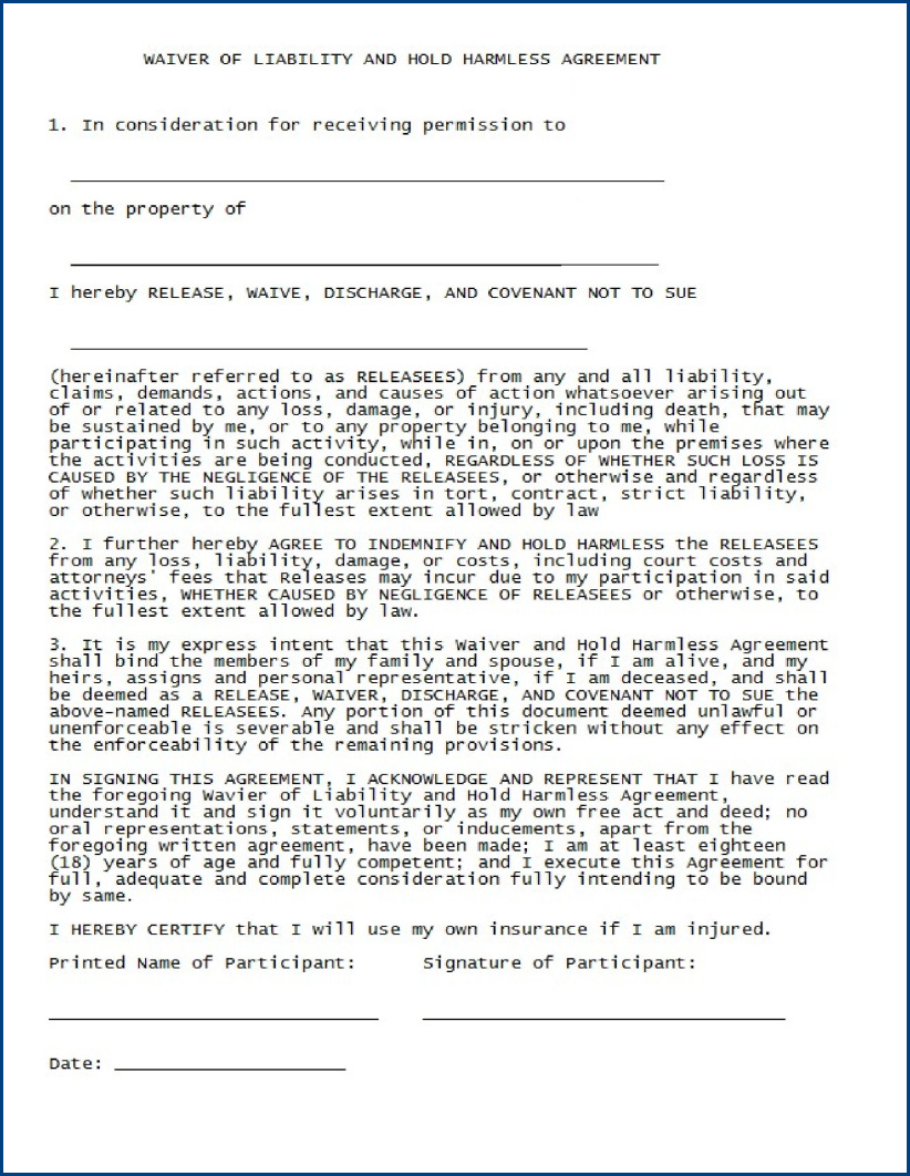 sample of contractor hold harmless agreement template