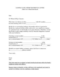 Printable Credit Recommendation Letter Template