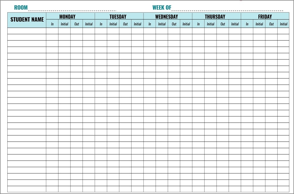 sample of daycare sign in sheet template