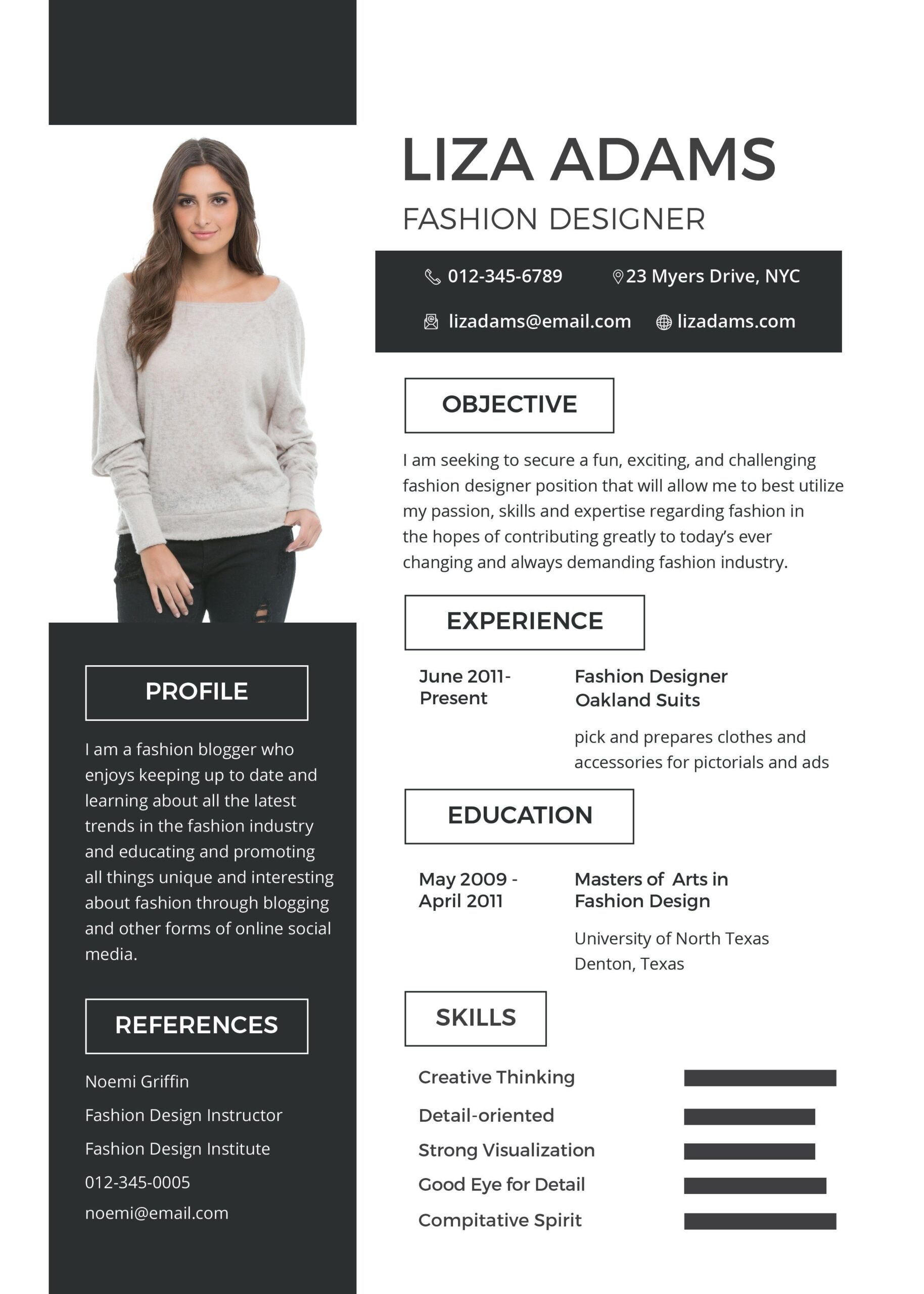 sample of designer resume template