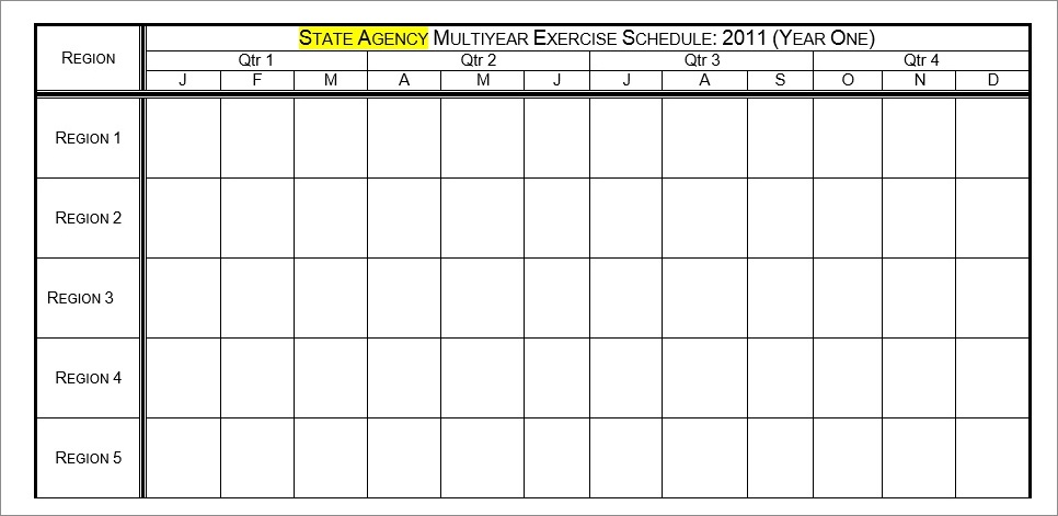 sample of exercise schedule template