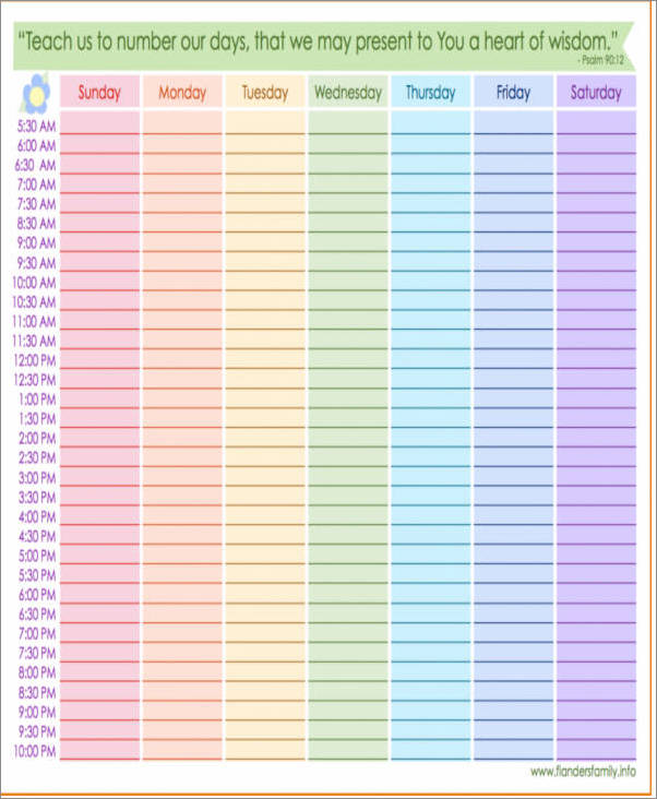 sample of family schedule template sample of family schedule template