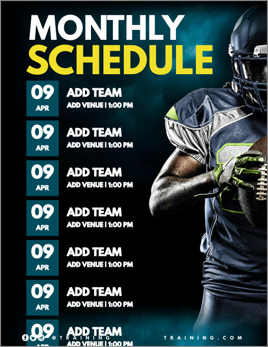 sample of football schedule template