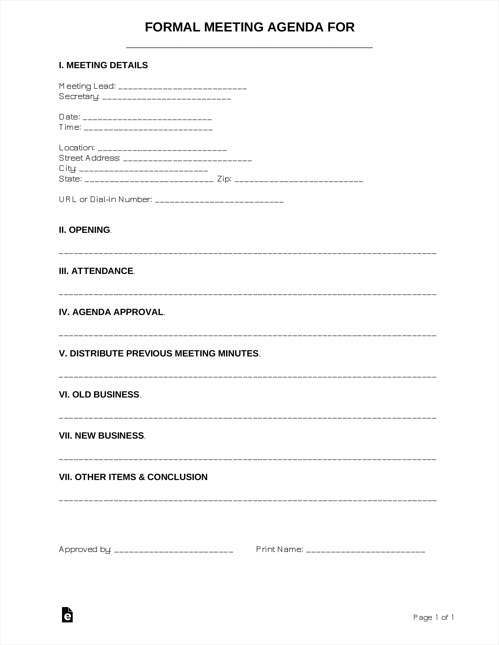 sample of formal meeting agenda template sample of formal meeting agenda template