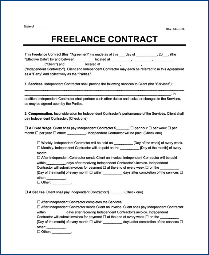 sample of freelance contractor agreement template