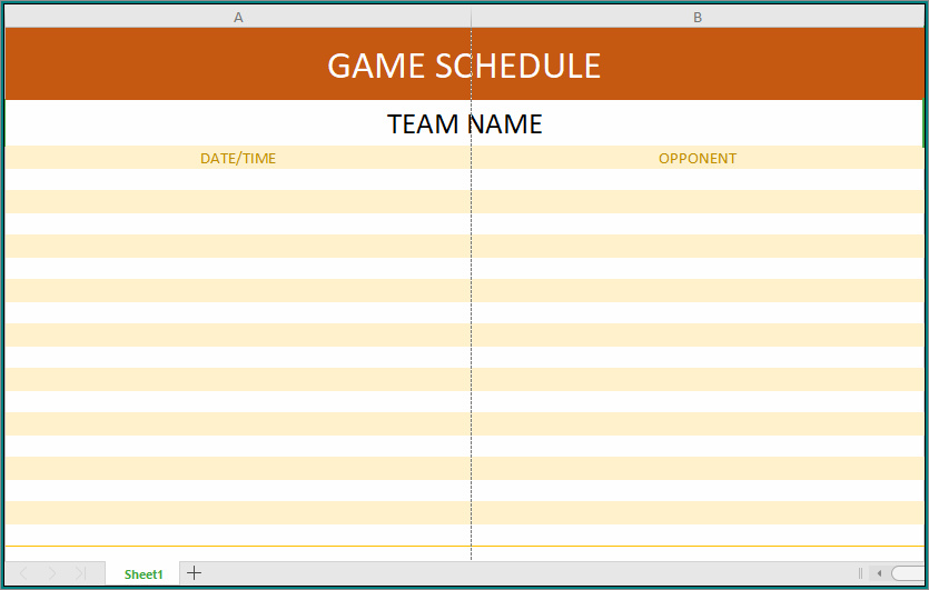 sample of game schedule template