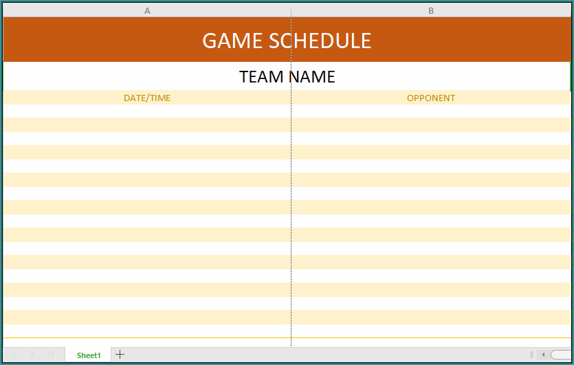 sample of game schedule template sample of game schedule template