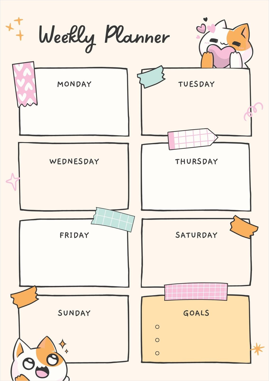 sample of girly cute homework planner template