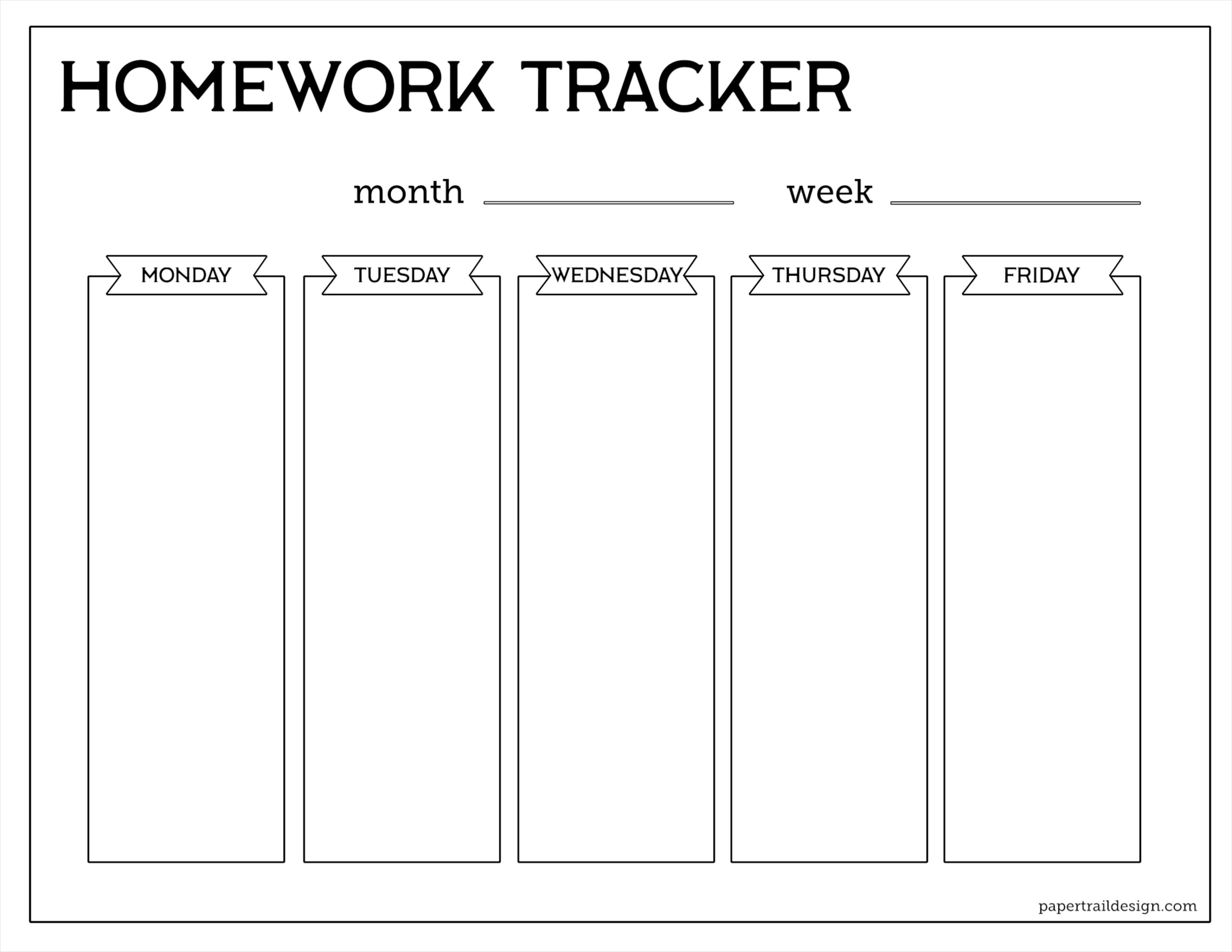 sample of homework planner template for students
