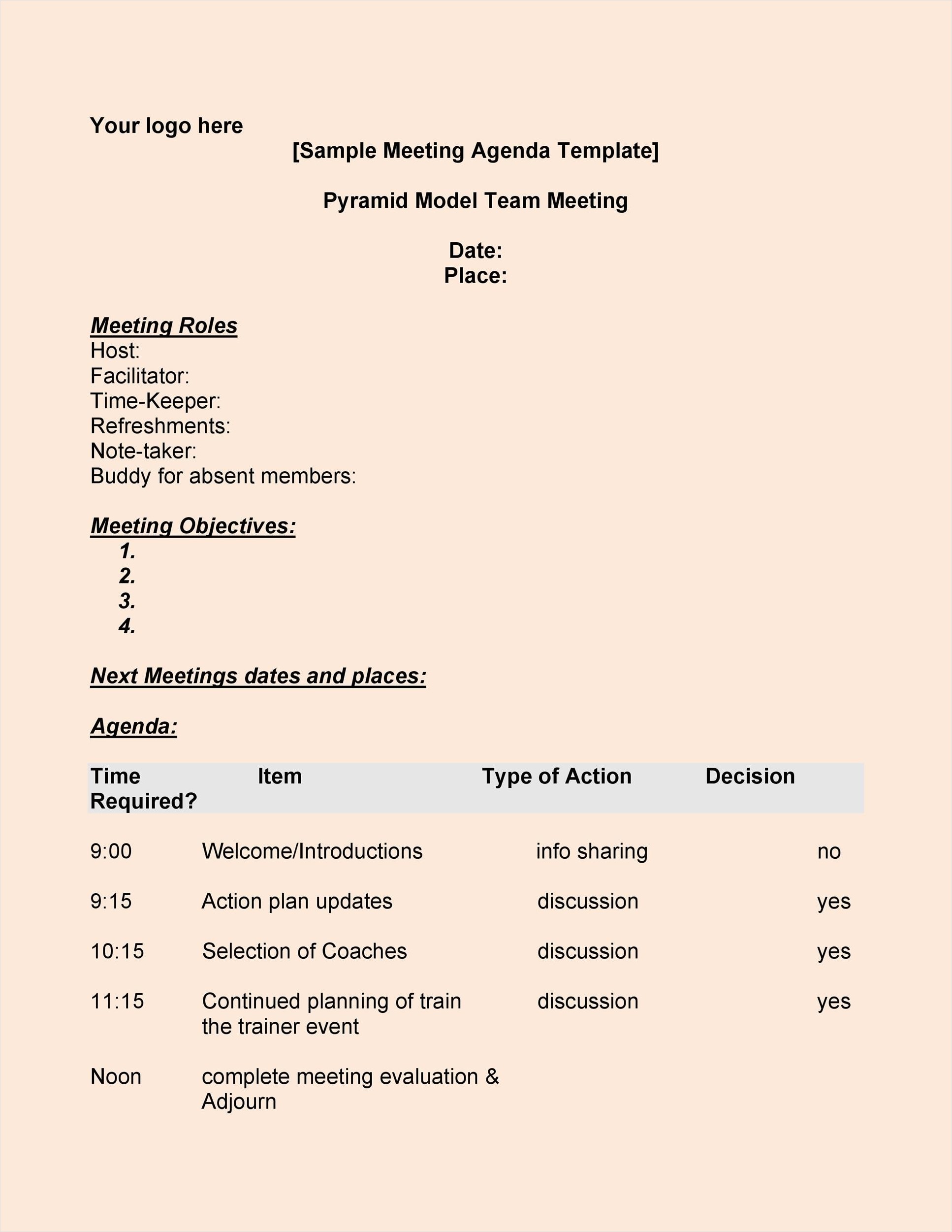 sample of meeting agenda template