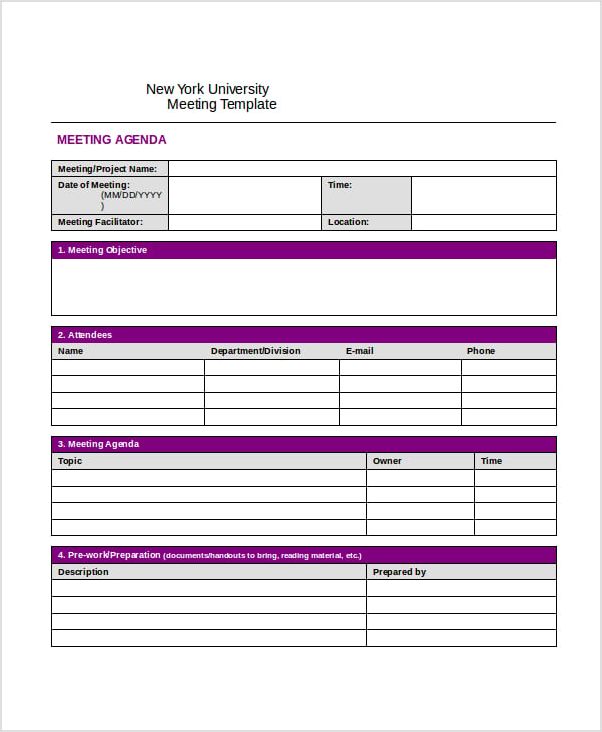 sample of minutes of meeting agenda template