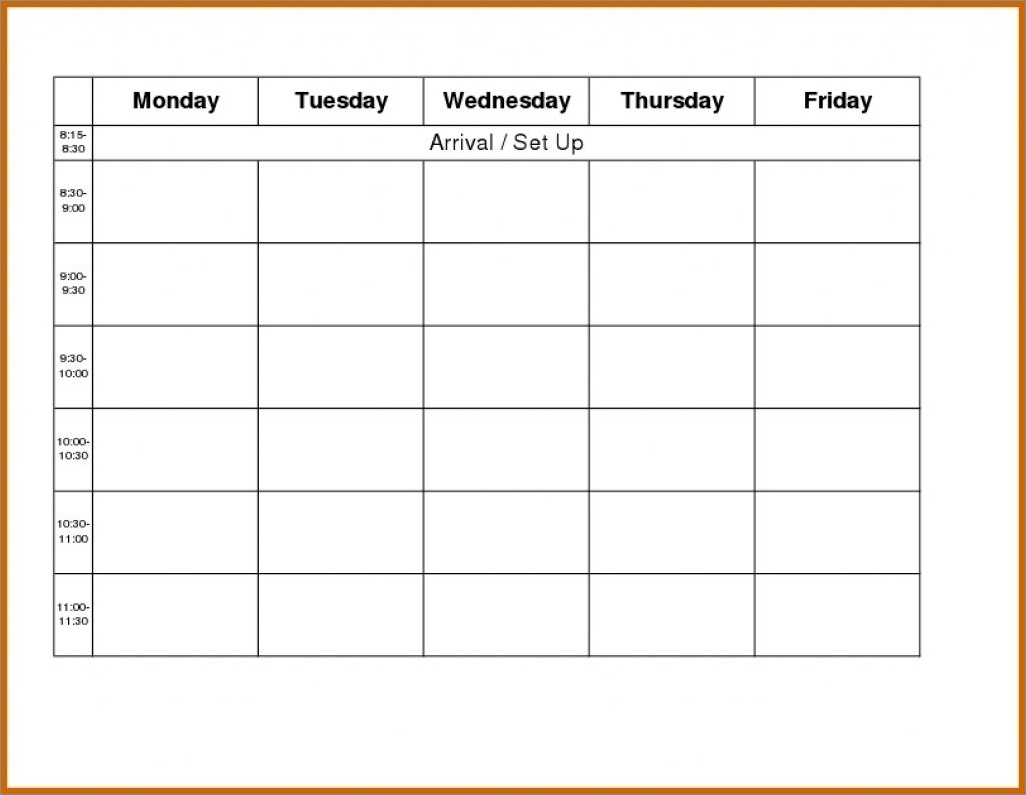 sample of monday-to-friday schedule template