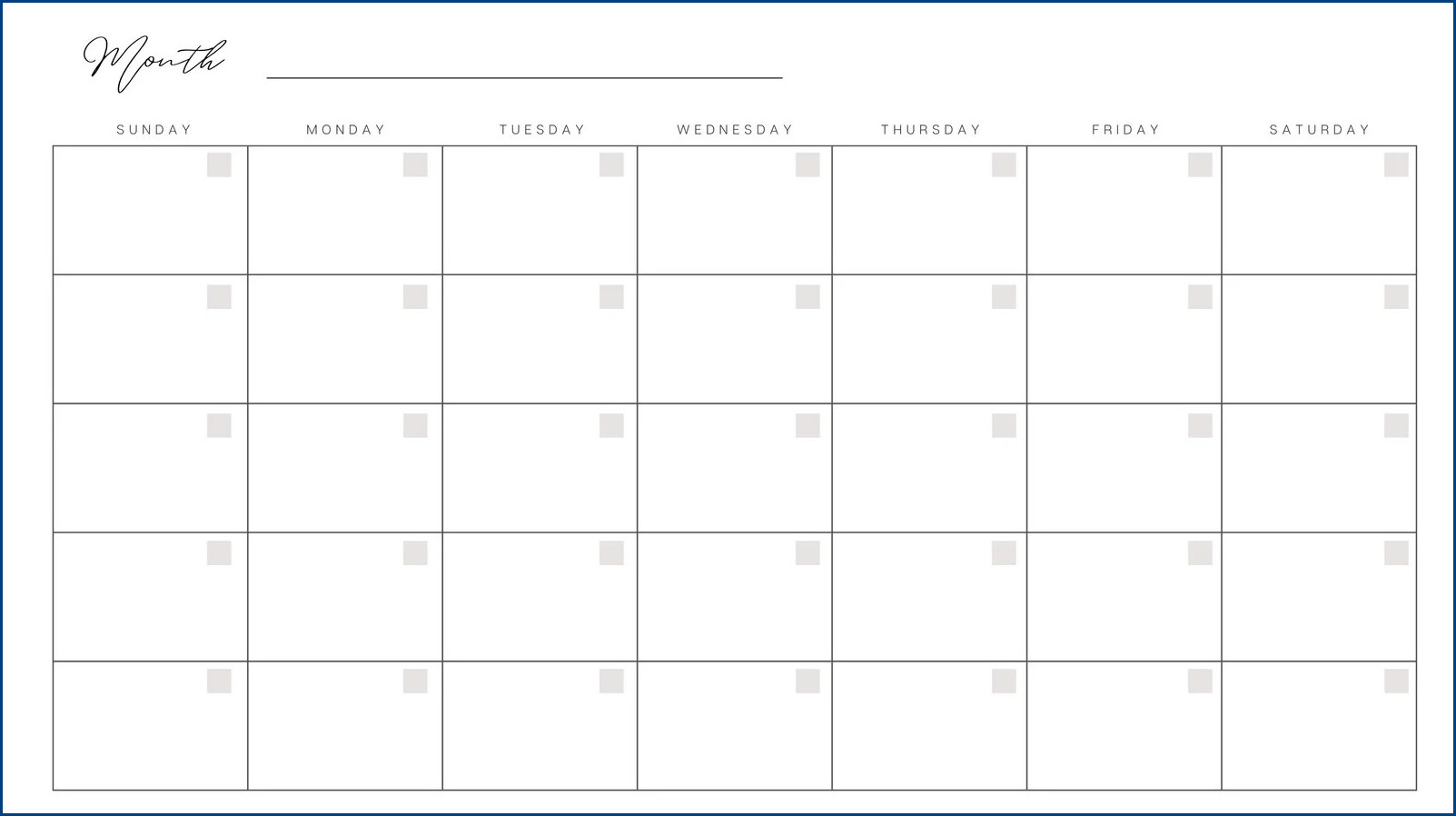 sample of monthly calendar template