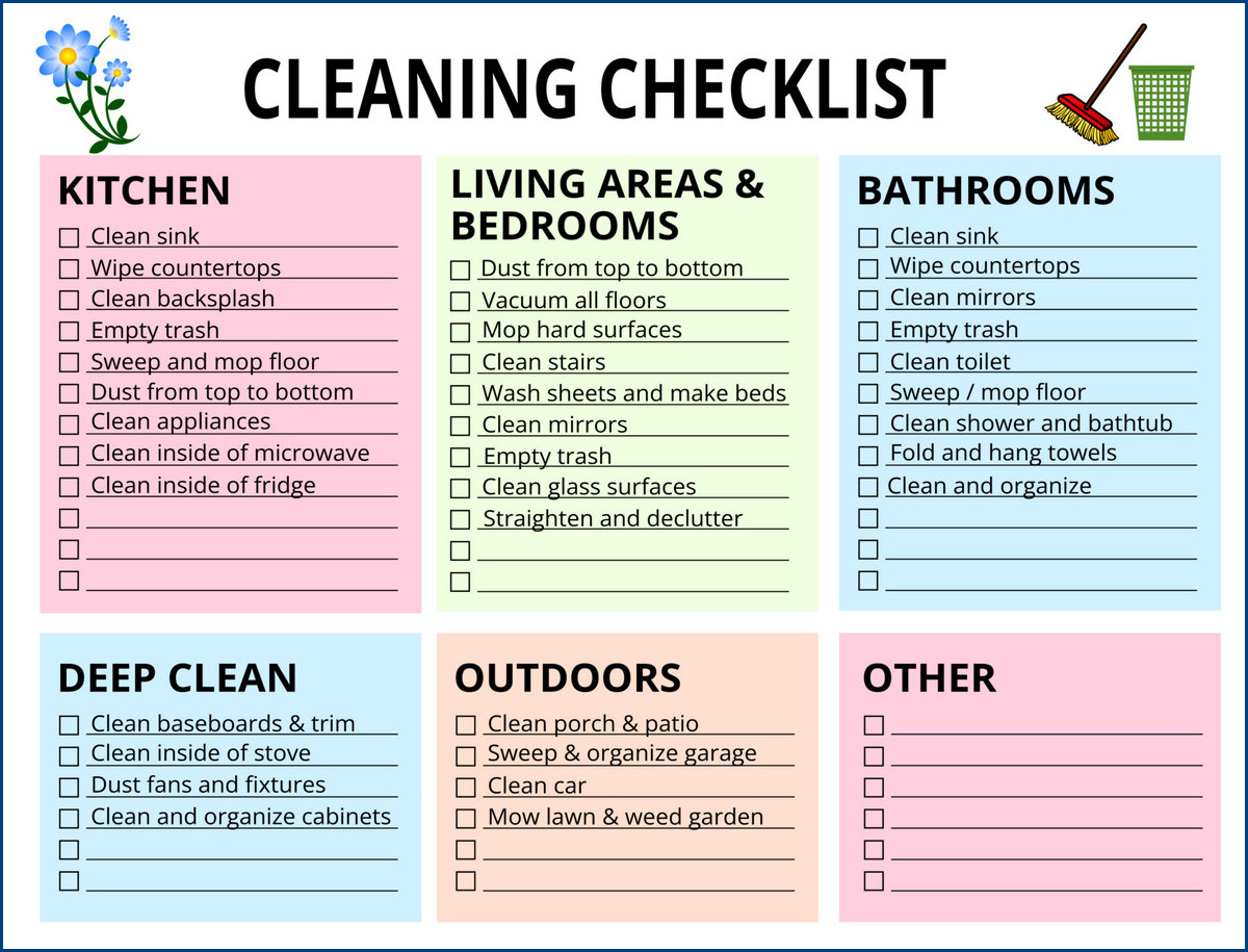 sample of monthly house cleaning schedule template