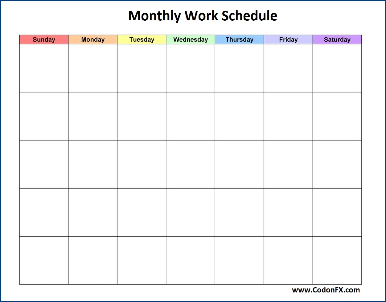 sample of monthly work schedule template sample of monthly work schedule template