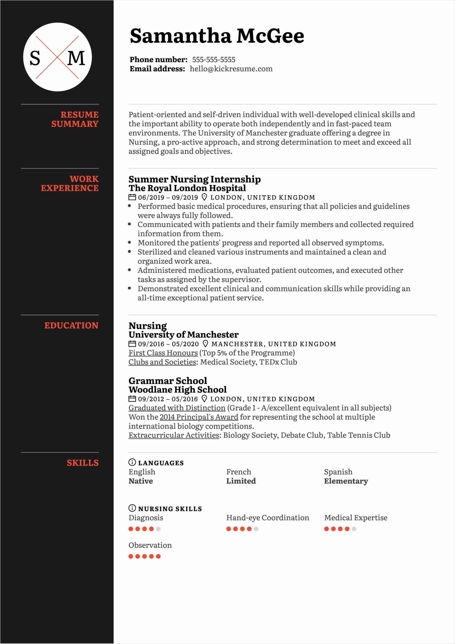 sample of new grad nursing resume template