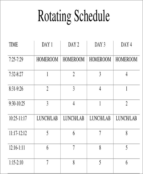 sample of on-call rotation schedule template