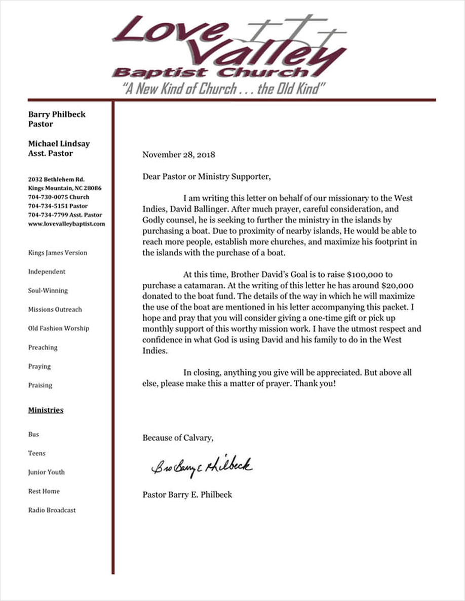 sample of pastor recommendation letter template