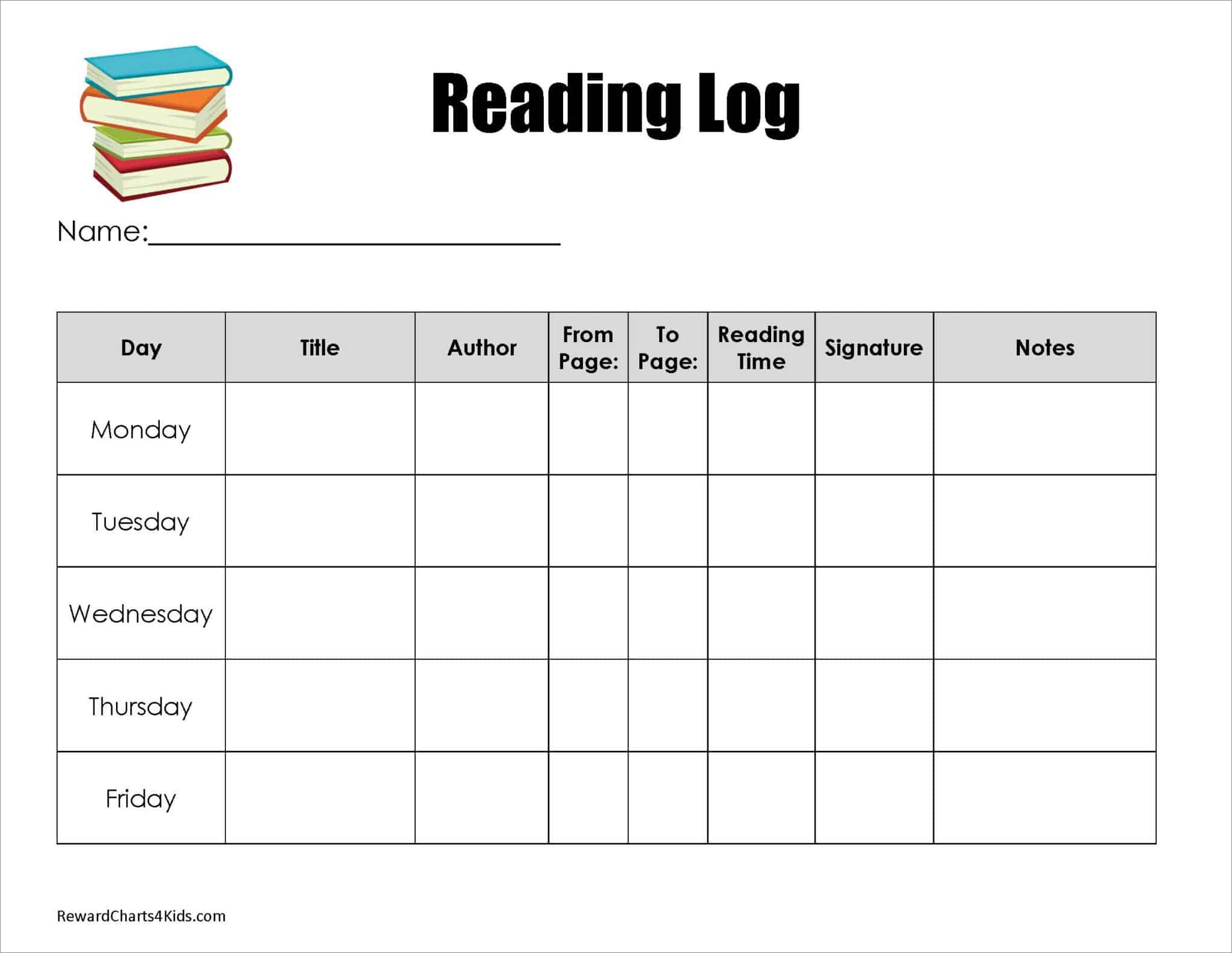 sample of reading schedule template