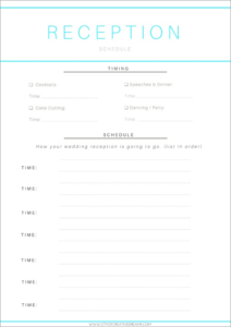 Reception Schedule Template Reception Schedule Template